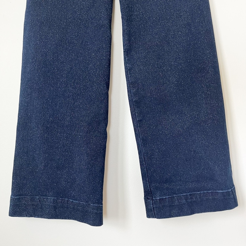 Anthropologie Maeve Collette Sparkle Denim Wide Leg Cropped Pants Womens 26 - Picture 6 of 16